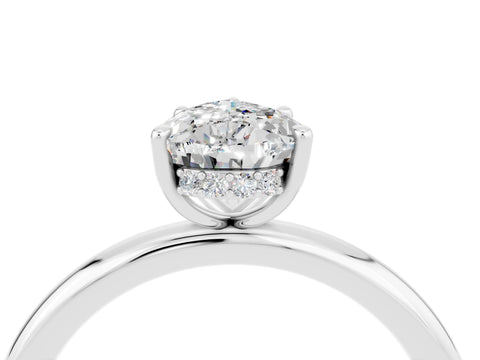 White gold Pear Cut Moissanite Solitaire Ring with Thin Band and Four-Prong Setting_16