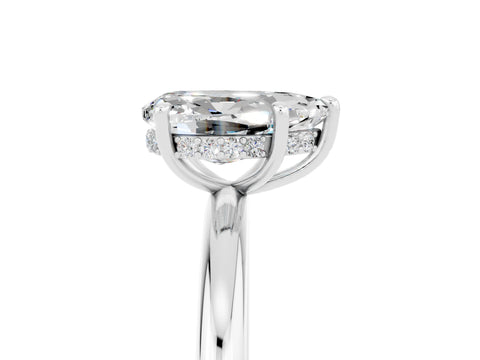 White gold Pear Cut Moissanite Solitaire Ring with Thin Band and Four-Prong Setting_17
