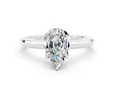 White gold Pear Cut Moissanite Solitaire Ring with Thin Band and Prong Setting_12