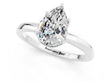 White gold Pear Cut Moissanite Solitaire Ring with Thin Band and Prong Setting_13