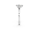 White gold Pear Cut Moissanite Solitaire Ring with Thin Band and Prong Setting_14