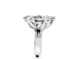 White gold Pear Cut Moissanite Solitaire Ring with Thin Band and Prong Setting_17