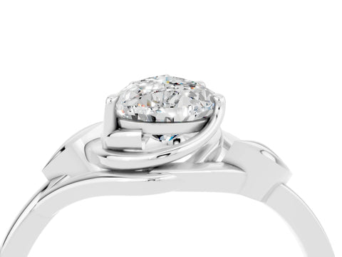 White gold Pear Cut Moissanite Solitaire Ring with Twist Band and Four-Prong Setting_16