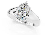 White gold Pear Cut Moissanite Solitaire Ring with Wide Band and Prong Setting_1