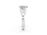 White gold Pear Cut Moissanite Solitaire Ring with Wide Band and Prong Setting_2