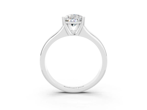 Silver Pear Cut Moissanite Solitaire Ring with Wide Band and Prong Setting