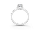 White gold Pear Cut Moissanite Solitaire Ring with Wide Band and Prong Setting_3