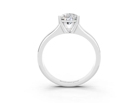 White gold Pear Cut Moissanite Solitaire Ring with Wide Band and Prong Setting_3