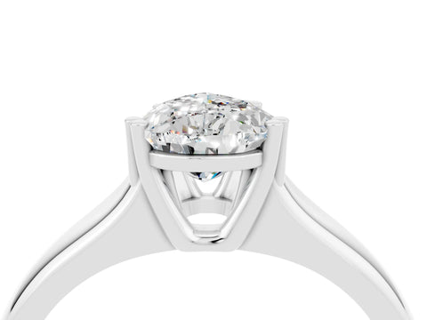 White gold Pear Cut Moissanite Solitaire Ring with Wide Band and Prong Setting_4