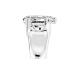 White gold Pear Cut Moissanite Solitaire Ring with Wide Band and Prong Setting_5