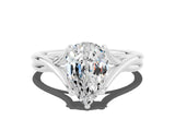 White gold Pear Cut Moissanite Solitaire Twist Band Prong Setting Ring_36