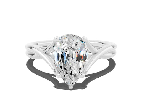 White gold Pear Cut Moissanite Solitaire Twist Band Prong Setting Ring_36