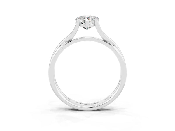 Platinum Pear Cut Moissanite Solitaire Twist Band Prong Setting Ring