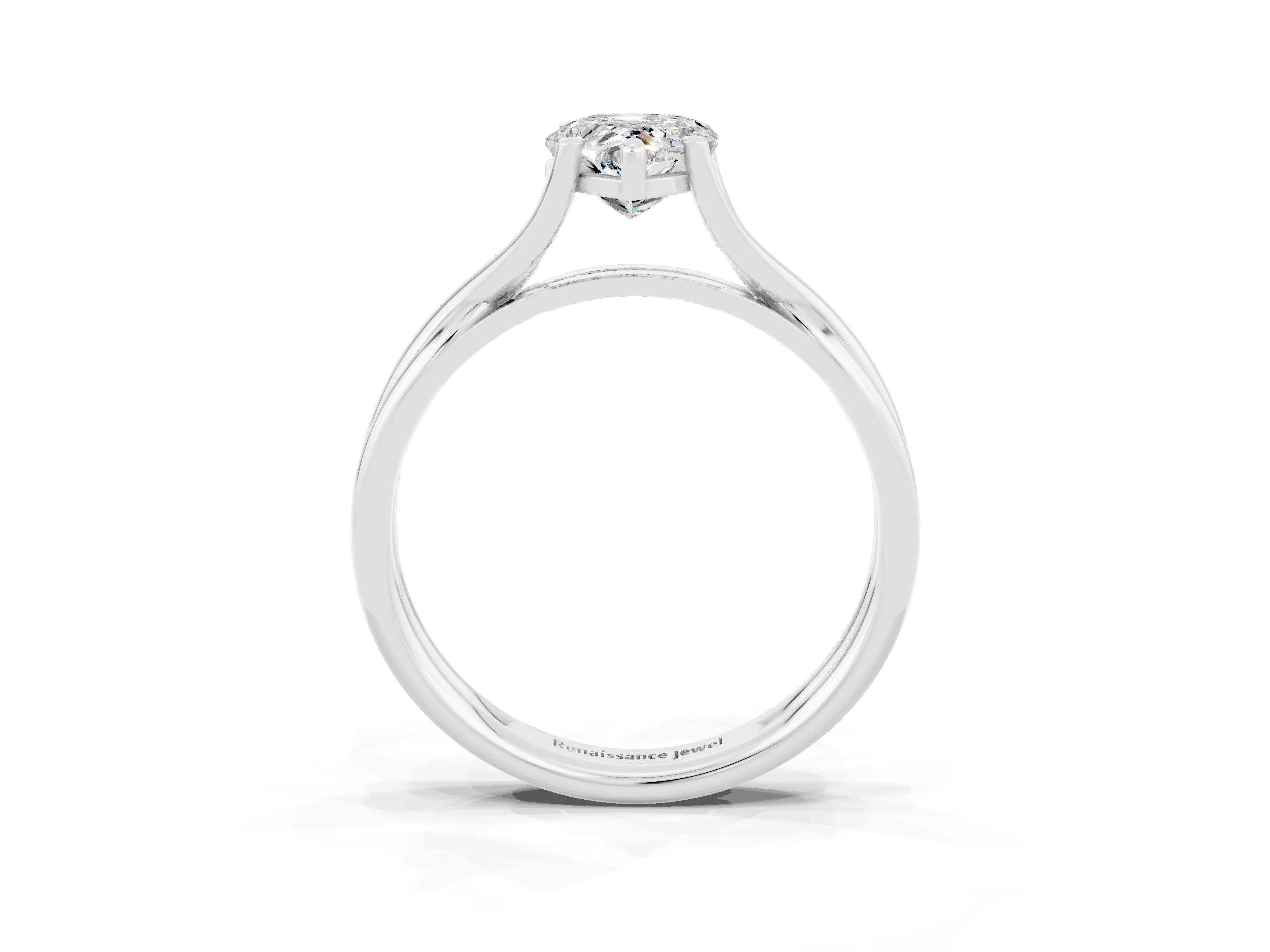 White gold Pear Cut Moissanite Solitaire Twist Band Prong Setting Ring_39