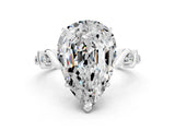 White gold Pear Cut Moissanite Solitaire Twisted Band with Round  Accents and Prong Setting_12