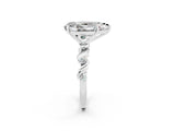 White gold Pear Cut Moissanite Solitaire Twisted Band with Round  Accents and Prong Setting_14