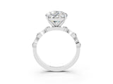 White gold Pear Cut Moissanite Solitaire Twisted Band with Round  Accents and Prong Setting_15