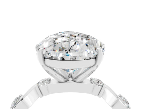White gold Pear Cut Moissanite Solitaire Twisted Band with Round  Accents and Prong Setting_16