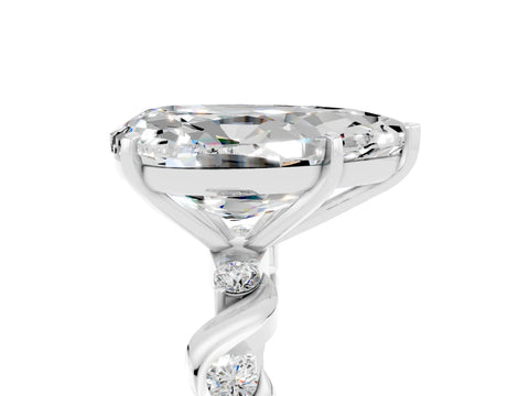 White gold Pear Cut Moissanite Solitaire Twisted Band with Round  Accents and Prong Setting_17