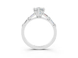 White gold Pear Cut Moissanite Solitaire with Side Baguettes and Channel Set Band_3