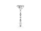 White gold Pear Cut Moissanite Solitaire with Side Stones on a Pavé Band and Four-Prong Setting_2