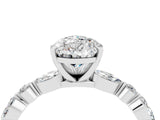 White gold Pear Cut Moissanite Solitaire with Side Stones on a Pavé Band and Four-Prong Setting_4