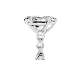 White gold Pear Cut Moissanite Solitaire with Side Stones on a Pavé Band and Four-Prong Setting_5