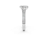 White gold Pear Cut Moissanite Split Shank Engagement Ring with Pavé Band_2