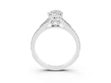 White gold Pear Cut Moissanite Split Shank Engagement Ring with Pavé Band_3