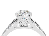White gold Pear Cut Moissanite Split Shank Engagement Ring with Pavé Band_4