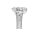 White gold Pear Cut Moissanite Split Shank Engagement Ring with Pavé Band_5