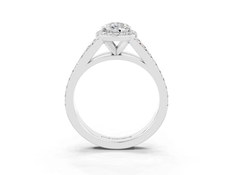 White gold Pear Cut Moissanite Split Shank Halo Ring with Four-Prong Setting_15