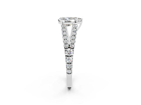 White gold Pear Cut Moissanite Split Shank Pavé Engagement Ring with Four-Prong Setting_14