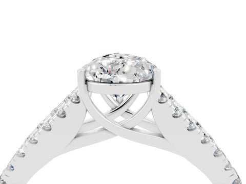 White gold Pear Cut Moissanite Split Shank Pavé Engagement Ring with Four-Prong Setting_16
