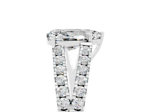 White gold Pear Cut Moissanite Split Shank Pavé Engagement Ring with Four-Prong Setting_17