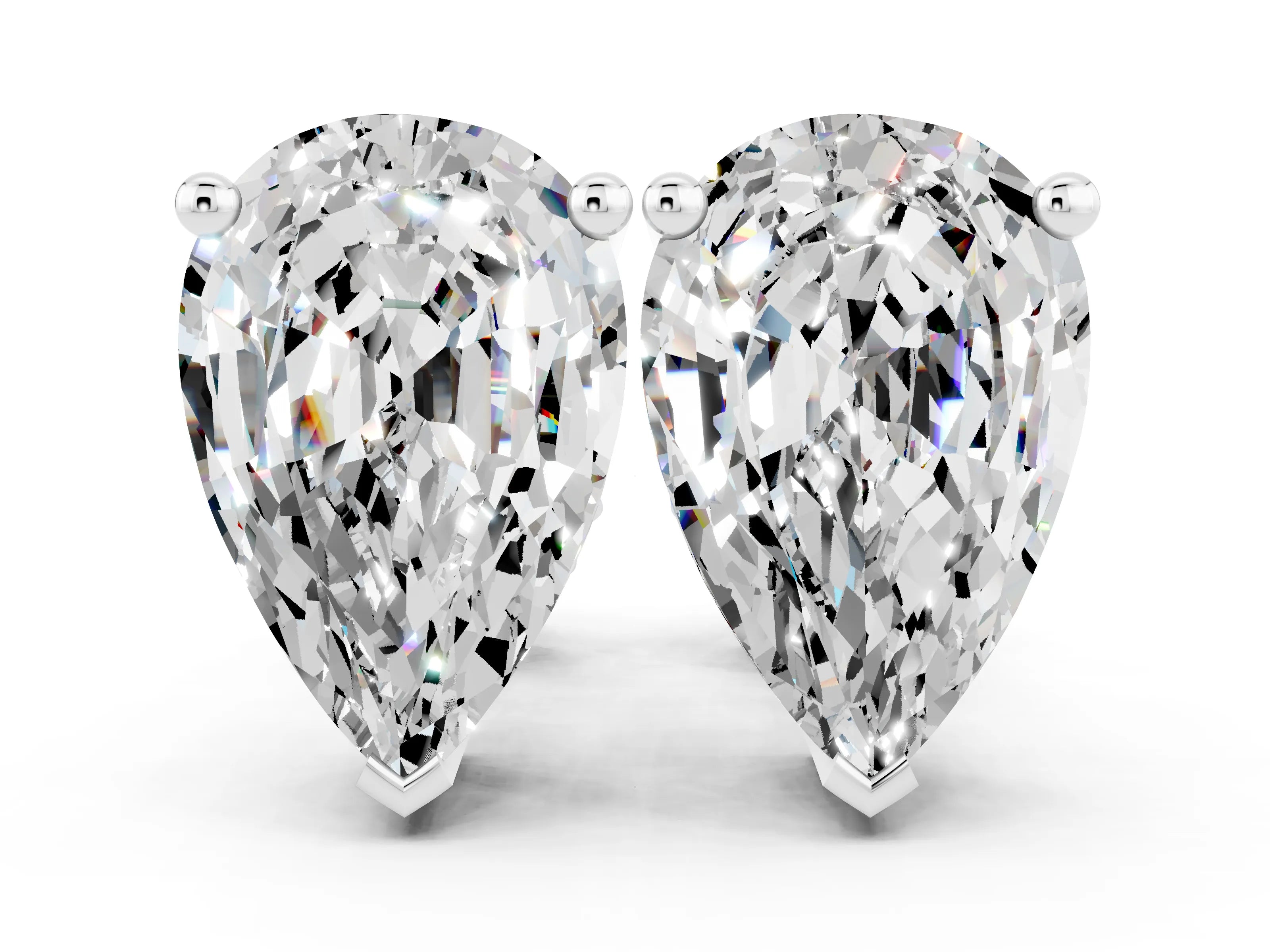 Silver Pear Cut Moissanite Stud Earrings