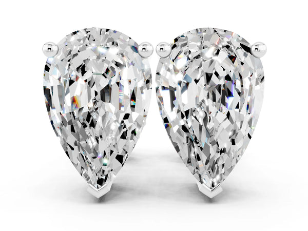 Silver Pear Cut Moissanite Stud Earrings