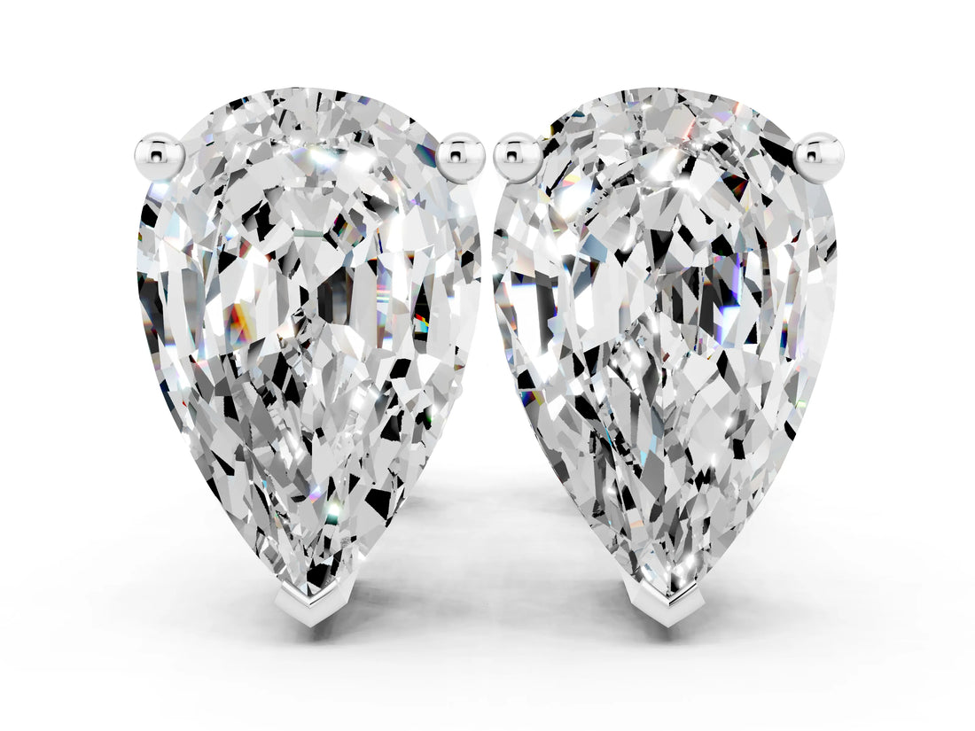 Silver 0.62 Carat Pear Moissanite Stud Earrings
