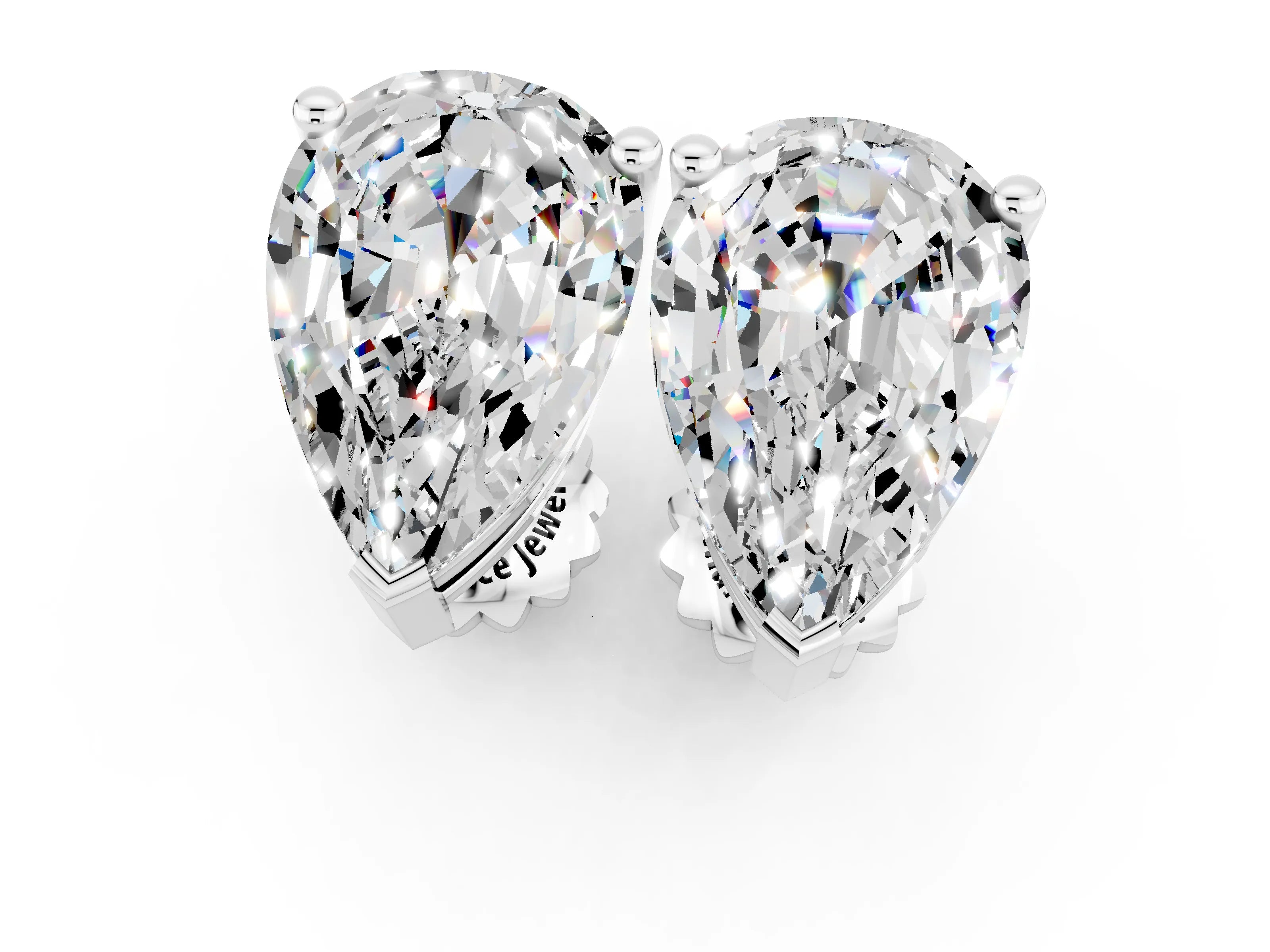 White gold Pear Cut Moissanite Stud Earrings_19