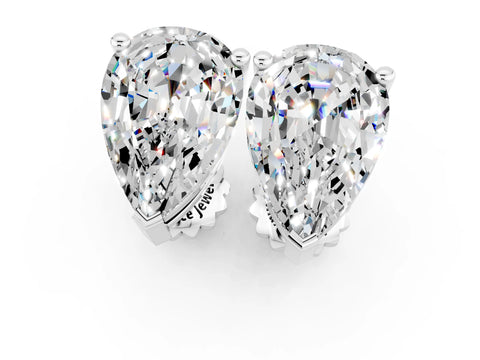 White gold Pear Cut Moissanite Stud Earrings_19