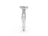 White gold Pear Cut Moissanite Three-Stone Ring with Pavé Split Shank and Four-Prong Setting_14