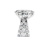 White gold Pear Cut Moissanite Three-Stone Ring with Pavé Split Shank and Four-Prong Setting_17