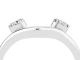 White gold Pear Cut Moissanite Two-Stone Open Band Ring with Prong Setting_10