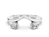 White gold Pear Cut Moissanite Two-Stone Open Band Ring with Prong Setting_6