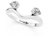 White gold Pear Cut Moissanite Two-Stone Open Band Ring with Prong Setting_7