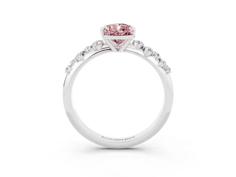 White gold Pear Cut Morganite Cluster Side Stone Solitaire Ring with Prong Setting_27