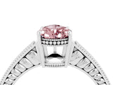 White gold Pear Cut Morganite Engagement Ring with Milgrain Channel Set Band and Prong Setting_4