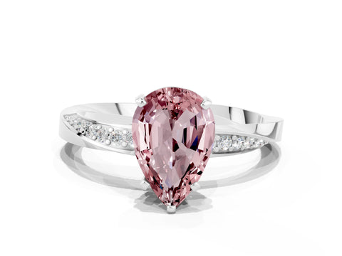 White gold Pear Cut Morganite Engagement Ring with Side Stone Accents and Four-Prong Setting_27
