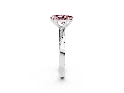 White gold Pear Cut Morganite Engagement Ring with Side Stone Accents and Four-Prong Setting_29