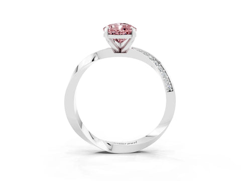 White gold Pear Cut Morganite Engagement Ring with Side Stone Accents and Four-Prong Setting_30